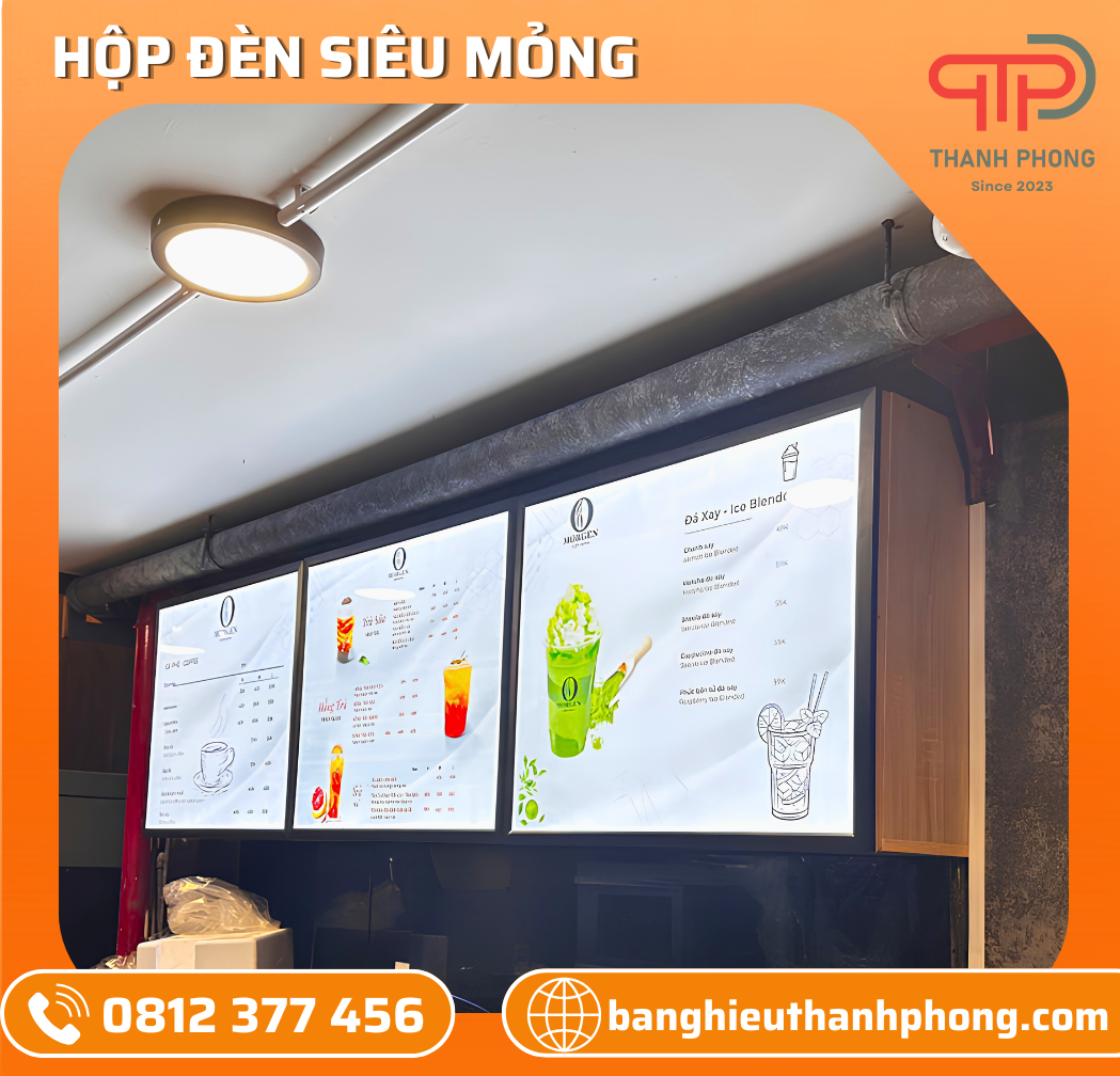 Hộp Đèn Siêu Mỏng Quán Coffee Và Trà Sữa