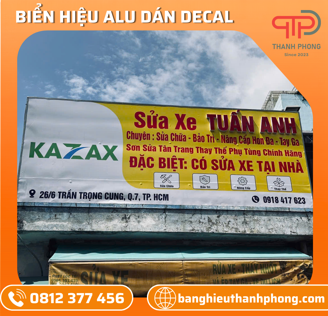 Bảng Hiệu Alu Dán Decal Tiệm Sửa Xe