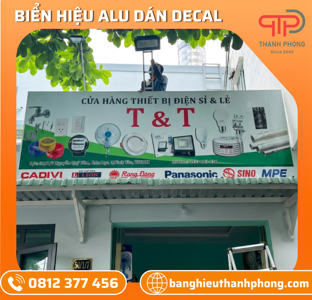 Bảng Hiệu Alu Dán Decal Cửa Hàng Thiết Bị Điện