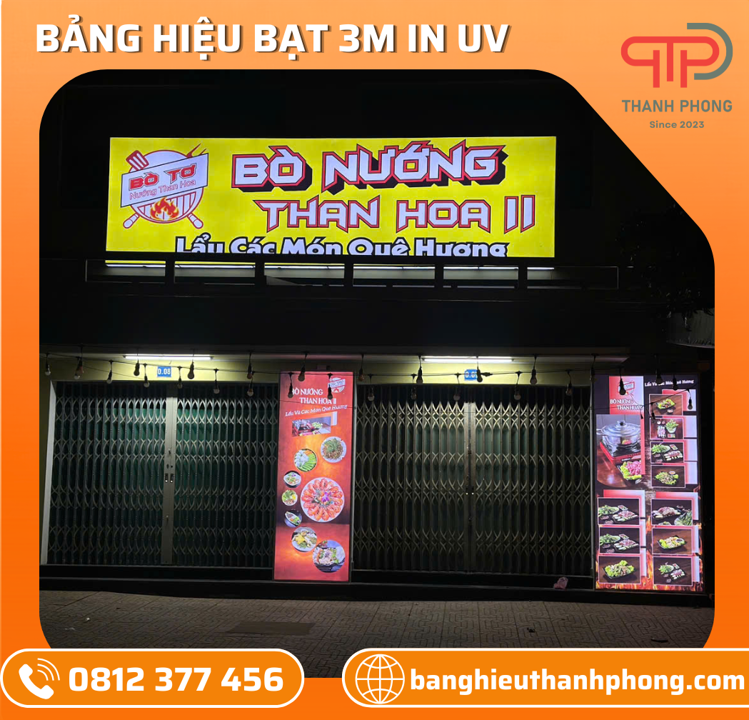 Bảng Hiệu Bạt 3M In UV Quán Bò Nướng