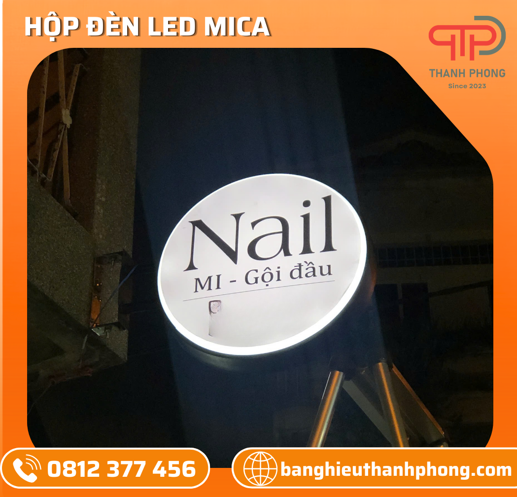 Hộp Đèn Tròn Mica Tiệm Nail