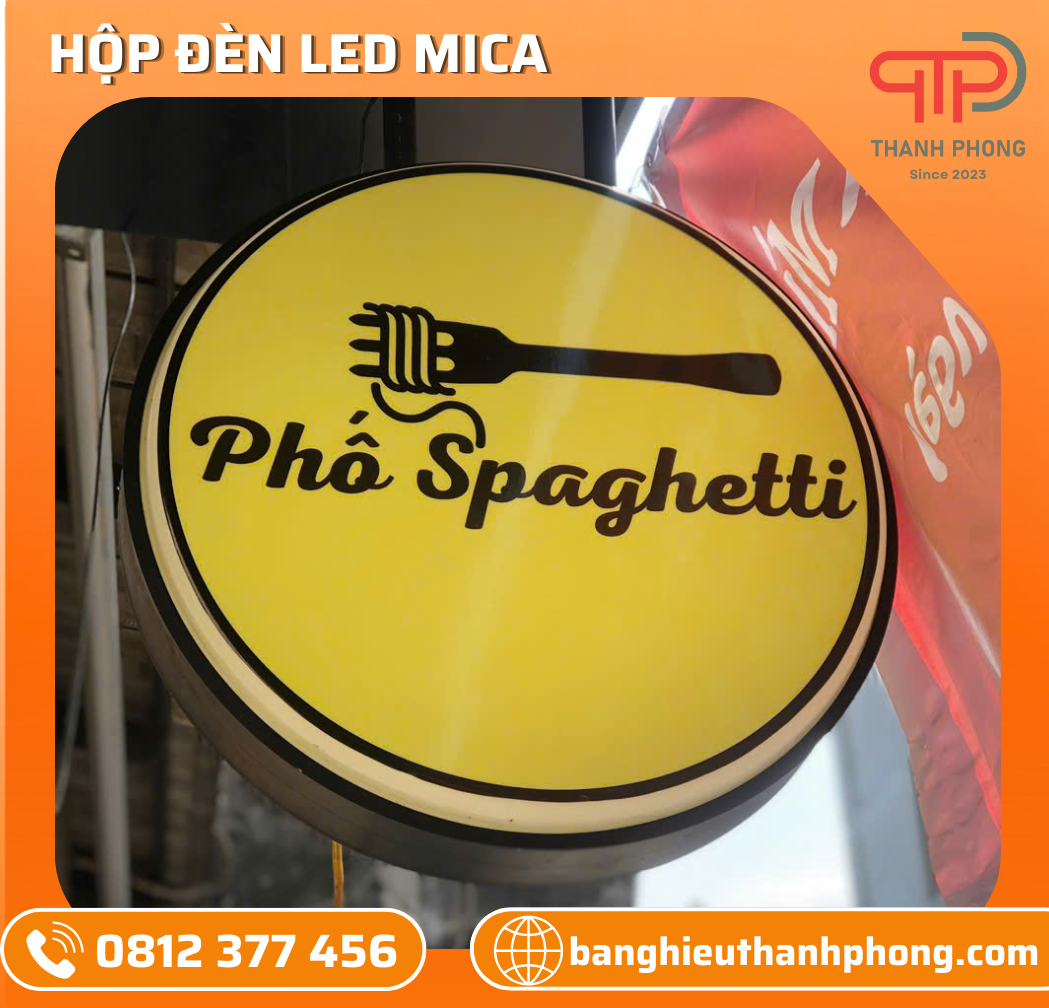 Hộp Đèn Tròn Mica Quán Ăn