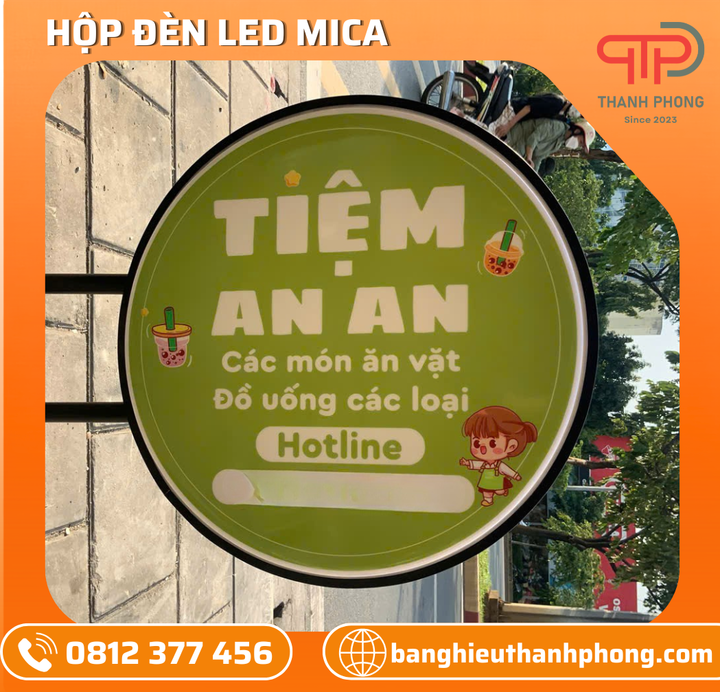 Hộp Đèn Tròn Mica Quán Ăn Vặt