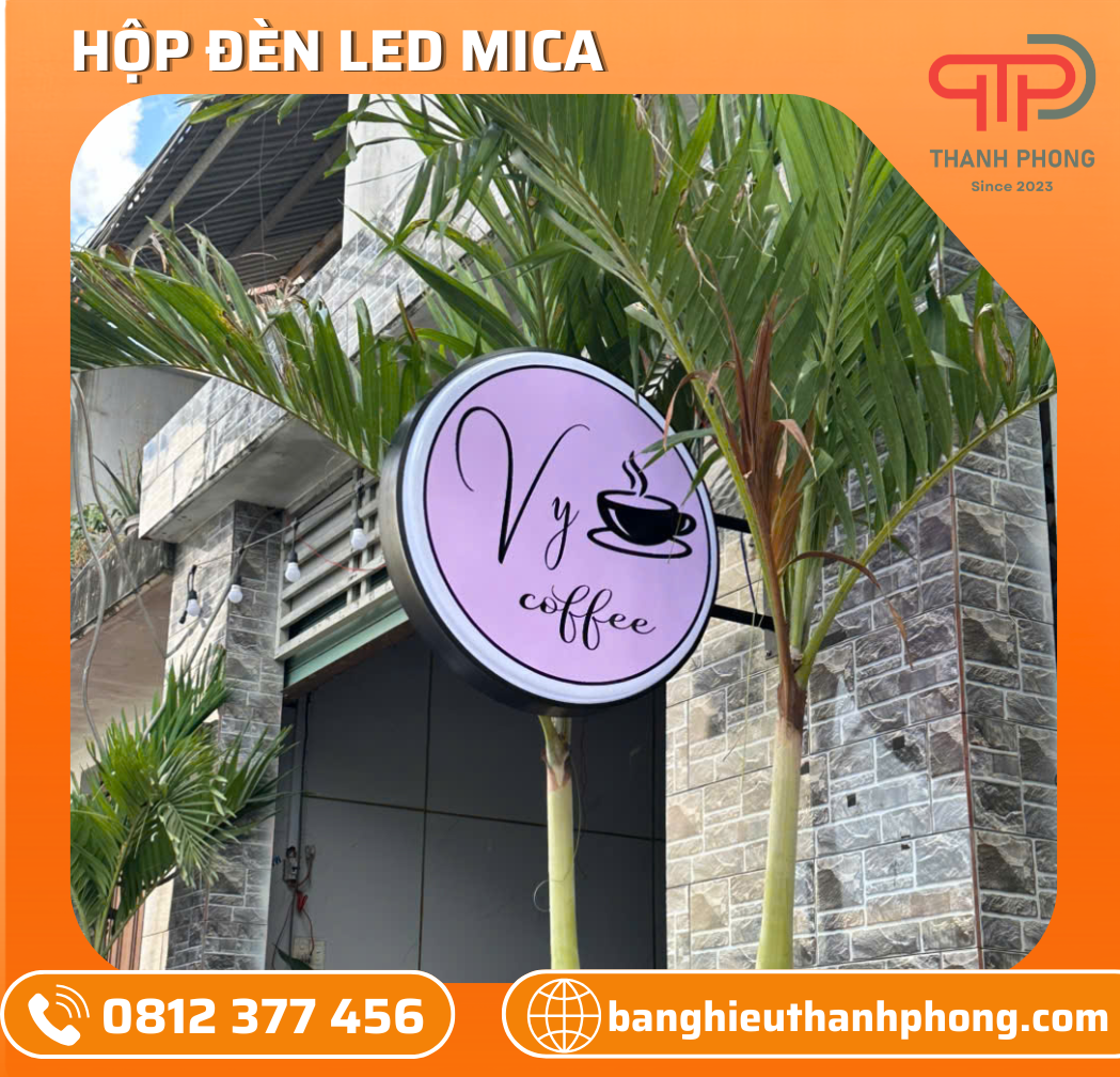 Hộp Đèn Tròn Mica Quán Coffee