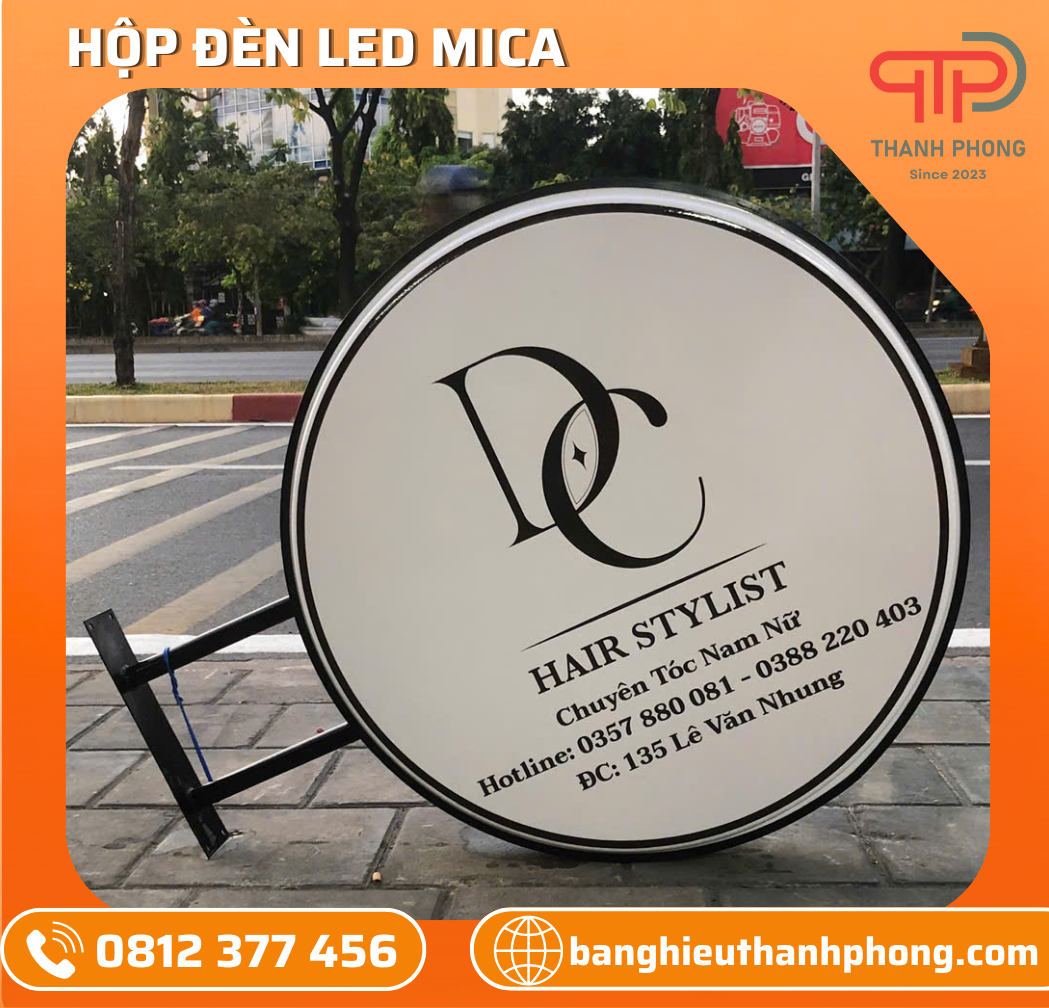 Hộp Đèn Tròn Mica Tiệm Tóc