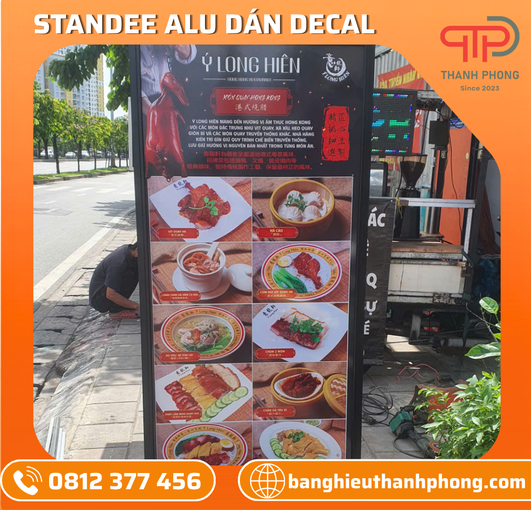 Standee Alu Dán Decal Nhà Hàng