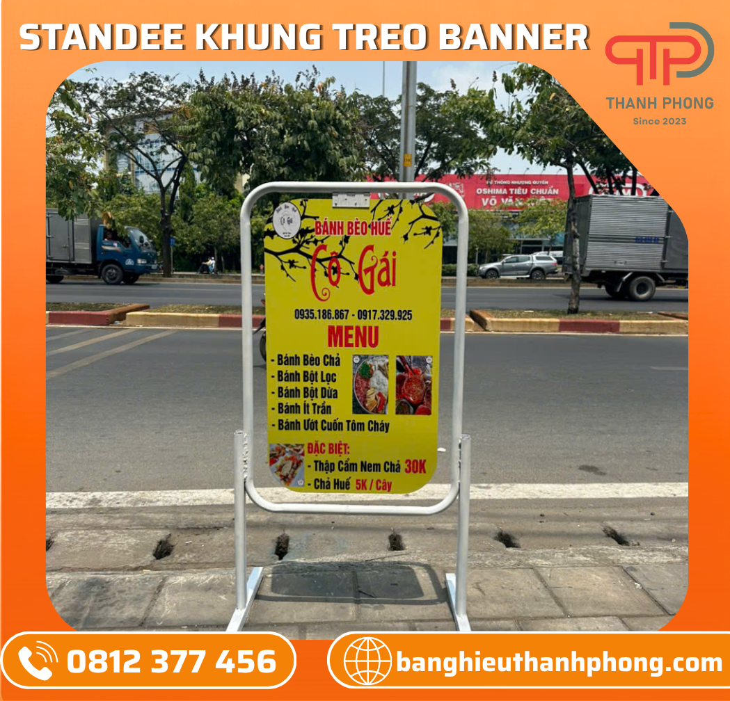 Standee Khung Treo Banner Alu Quán Bánh Bèo