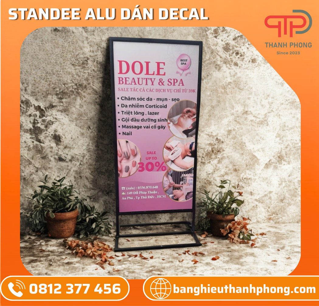Standee Alu Dán Decal Tiệm Spa