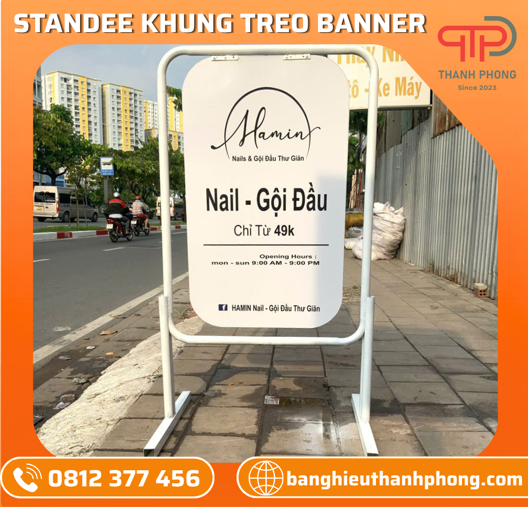 Standee Khung Treo Banner Alu Tiệm Nail
