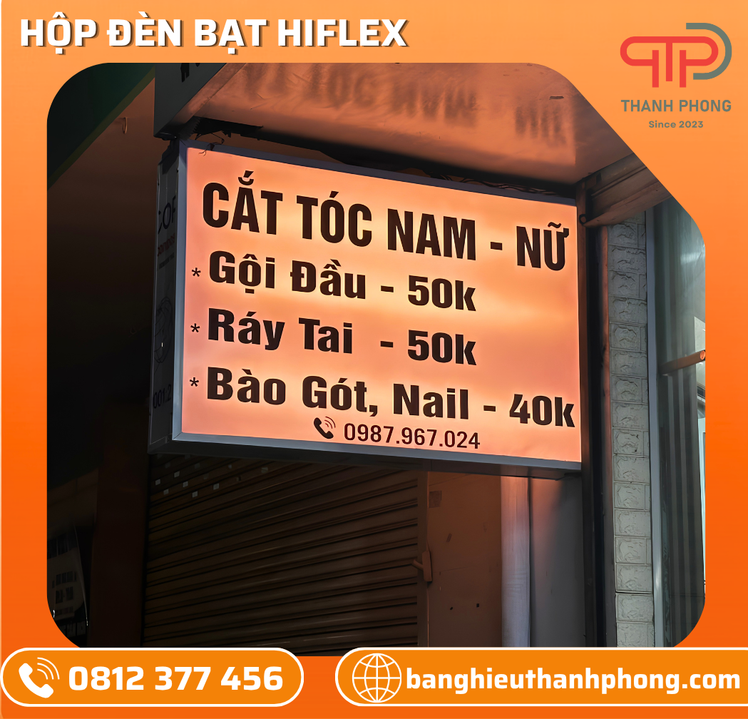 Hộp Đèn Treo Bạt Hiflex Tiệm Cắt Tóc