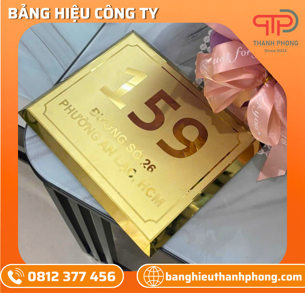 Biển Tên Công Ty Inox Vàng Xước